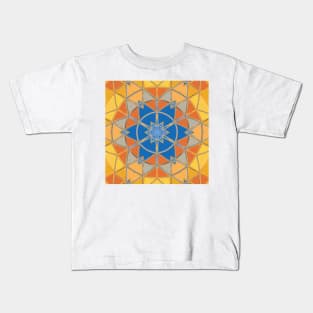 Cartoon Mandala Blue Orange and Yellow Kids T-Shirt